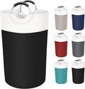 BlissTotes 90L Laundry Basket, Freestanding Laundry Hamper, Collapsible Dirty Clothes Hamper, Waterproof Fabric with Foam Protected Aluminum Handles for College, Dorm, Family (Black)
