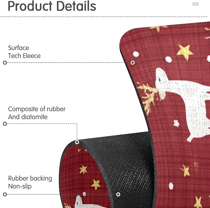 Kitchen Sink Splash Guard 2 PCS 14.7 Inch Sink Faucet Mat Splash Guard for Bathroom Countertop Water Absorbent Foldable Cuttable Soft Washable Red Christmas Reindeer Star Dots