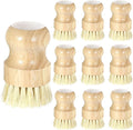 10 Pack Bamboo Dish Brush Set, Natural Dish Scrub Brush with Handle, Wooden Dish Scrubber for Kitchen Cleaning, Eco-Friendly Scrub Brush for Dishes, Pots, Pans, and Vegetables