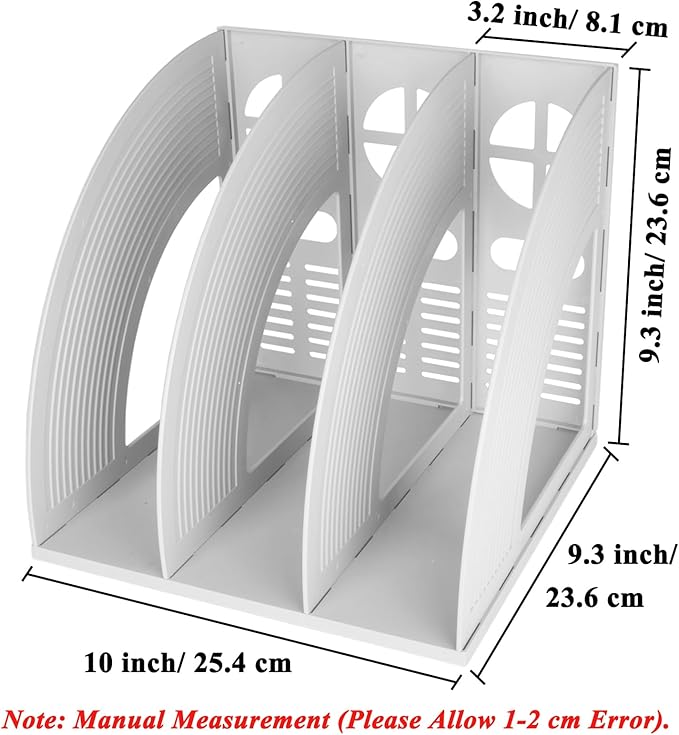 SAYEEC Magazine Holder Plastic File Sorter Binder Holder for Desk Folder Organizer Stand Book Shelf Dividers Vertical Filling Storage Rack Desktop Bookshelf Display Box for Office School Home (Grey)