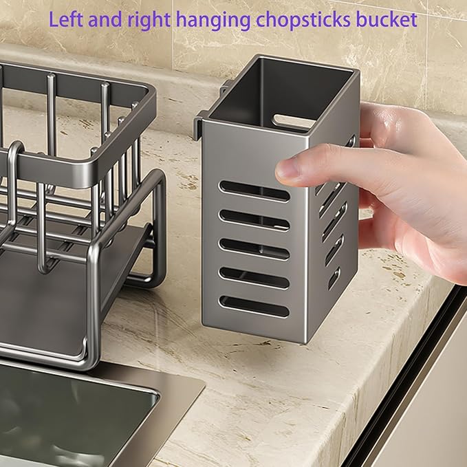 304 Stainless Steel Sponge Holder for Kitchen Sink, Kitchen Sink Organizer ,Sponges Soap Dispenserand Storage Essentials.