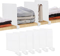 JOY DECOR 6 Pack Acrylic White Shelf Dividers for Closets Organizer and Storage Adjustable Vertical Wood Shelf Closet Separators for Clothes,Book,Bags in Bedroom and Kitchen