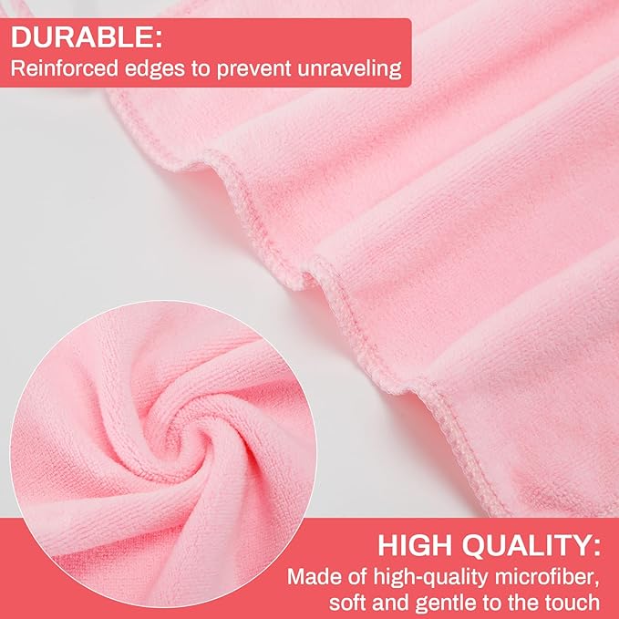Microfiber Makeup Remover Cloth Face Towels Makeup Pads Soft Fingertip Face Wash Cloth Reusable Machine Washable High‑Absorbency Quick‑Dry Cleansing Facial Towels 12 × 12 in 6 Pack——Light Pink