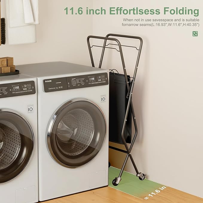Laundry Basket with Wheels:88L Rolling Laundry Cart Foldable Metal Frame Dirty Clothes Laundry Hamper 36"H 4 Caster 2 Brake Waterproof Removable Liner Carry Handle for Dorm Laundry Room,Gray