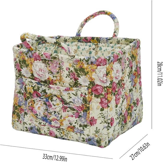 Boho Fabric Storage Basket, Large Capacity Laundry Basket, 12.2'' x 10.23'' x 10.23'' Collapsible Laundry Hamper with Easy Carry Handles (C Multi-Color 6, L)