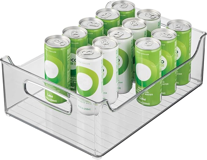 iDesign Stackable Storage Bin with Handles for Pantry or Fridge, Clear, Made in USA