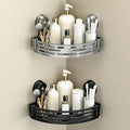 Triangle Suction Cup Shower Caddy, No-Drill Bathroom Corner Shelf, Small Bathroom Storage Cabinet, Easy To Install, Heavy-Duty Strong Hold Shower Storage Rack For Shampoo & Soap (Black and Gray)