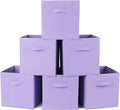 Fabric Storage Bins 6 Pack 11 inch Foldable Storage Cubes with Reinforced Handles Fun Colored Durable Cube Storage Bin for Home, Playroom, Closet Organizers and Storage, Purple