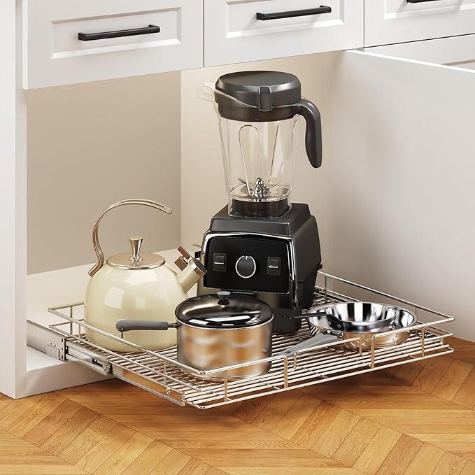 MODCART Pull Out Cabinet Organizer 27" W x 21½" D, Heavy Duty Cabinet Pull Out Shelves, Slide Out Drawers Organization for Kitchen Cabinets Bathroom
