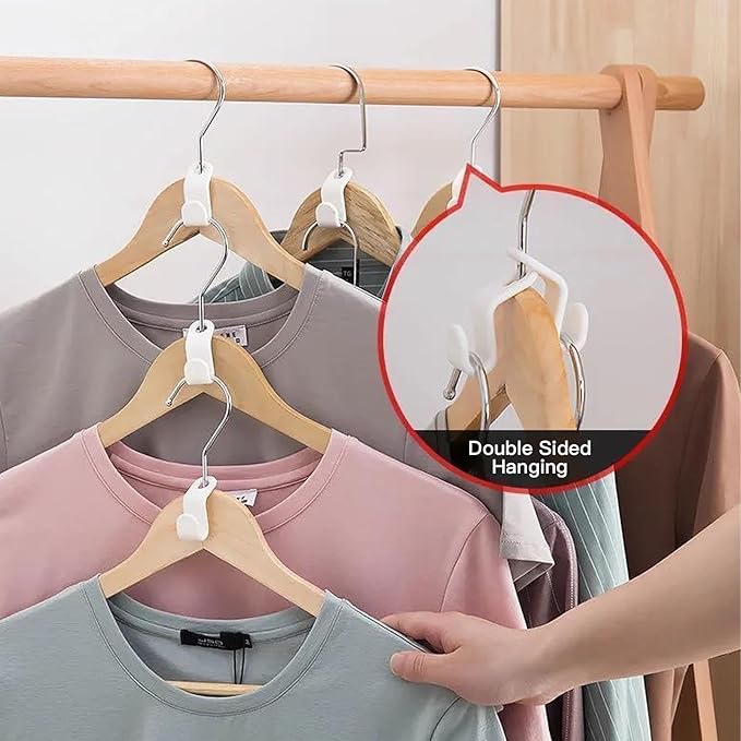 50 PCS Hanger Connector Hooks, Space Saving Hangers, Closet Hanging Organizer for College Dorm Room Essentials, Thickening Upgrade (Pink-50 Pcs)