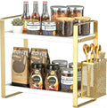 2-Tier Kitchen Storage and Organisation Rack with Side Baskets, Multifunctional Spice Rack Coffee Station Organizer for Kitchen, Coffee Bar, Bathroom, Office