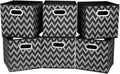 Collapsible Cube Storage Bins Chevron Cloth Storage Inserts Cubes Folding Fabric Storage Boxes 10.5x10.5 X 11 In Black Storage Baskets Drawer for Cube Organizer Storage QY-SC10-6