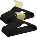 UNEED Black Velvet Hangers with Golden Hooks, 22 Pack - Ultra Thin Space Saving, Non-Slip Clothes Hangers for All Clothing, Dorm & Closet Organization (Heavy Duty, Anti-Scratch,360° Protection)