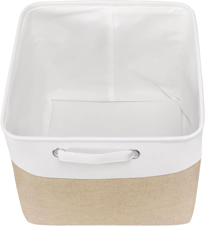 Kntiwiwo Storage Cubes 13” x 13” x 13” Foldable Storage Bin Closet Organizers and Storage Basket w/Handles for Organizing Shelf Home Closet, Set of 3, Beige