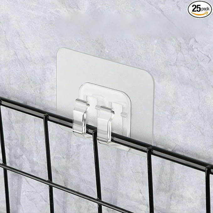 25Pack Shower Caddy Adhesive Replacement Strong, Waterproof Adhesive Hooks & Strips for No-Drill Corner Shelves, Bathroom Storage & Kitchen Racks Cable Holders for Hanging up to 15lb