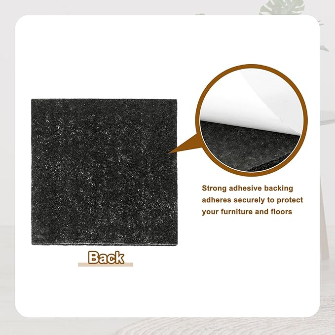 uxcell Felt Furniture Pads, 4Pcs 7.87" x 7.09" Adhesive Backed Felt Non-Slip Anti-Scratch Chair Leg Protectors for Protecting Hardwood Floor, Black
