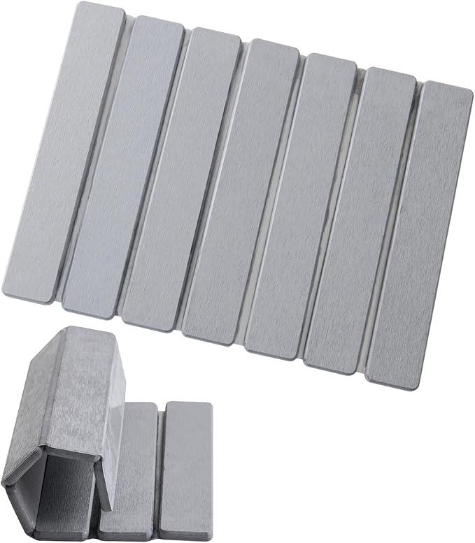ODE TO ORDER 15.76 Inch Super Absorbent Diatomaceous Earth Mat for Bathroom, Light Grey Easy Clean Rollable Foldable Stone Bath Mat, Non-Slip Quick Dry Shower Mat for Kitchen, Outdoor Use