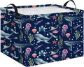 Rectangular Storage Basket Empty,Storage Bin with Handles,Room Decor,Gift Basket,Book Box(Watercolor Ocean)
