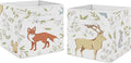 Sweet Jojo Designs Woodland Animal Toile Foldable Fabric Storage Cube Bins Boxes Organizer Toys Kids Baby Childrens for Collection Set of 2