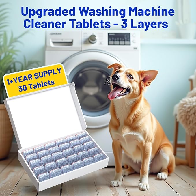 Nunemosk Washing Machine Cleaner -15 Pack, Formulated for Pet Owners | Compatible with HE, Top & Front Load Washer | Septic Safe | Fresh Scent | Removes Residue | Remove Stubborn Pet Hair