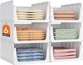 Lifewit Stackable Closet Organizers and Storage Basket for Clothes, Plastic Sweater Storage Bins for Wardrobe, Multifunctional Pants Organizer for RV, Pantry, Bathroom, Kitchen, Dorm, 24L, 6 Pack