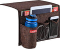 Zafit Linen 4 Pockets Bedside Caddy, Bedside Storage Organizer for Magazine, Remotes, Phone (Coffee)