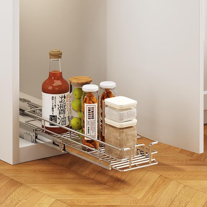 MODCART Pull Out Cabinet Organizer 5½" W x 21½" D, Heavy Duty Cabinet Pull Out Shelves, Slide Out Drawers Organization for Kitchen Cabinets Bathroom
