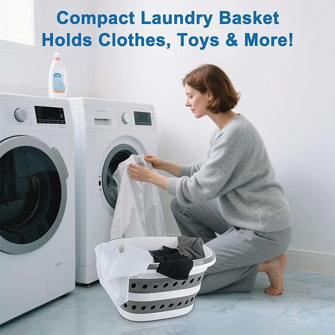 16L Collapsible Laundry Baskets with Handles, Small Laundry Hamper Plastic for Clothes Baby Kits, Pop-Up Clothes Hamper Plastic Bin Storage Basket Organizer for Dorm Room Essentials Camper Accessories