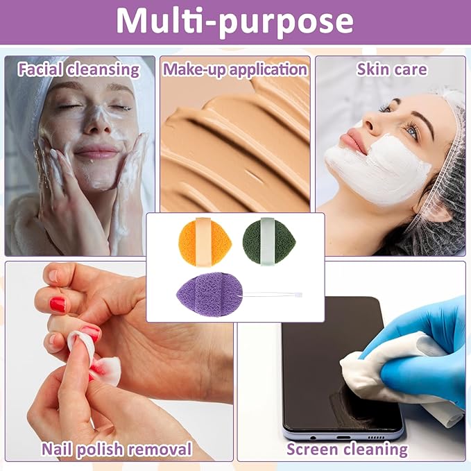 9Pcs Face Sponges for Cleansing, Reusable Exfoliating Facial Sponge Soft Face Wash Sponge for Faces Daily Cleansing, Deep Cleanse and Dead Skin Removal