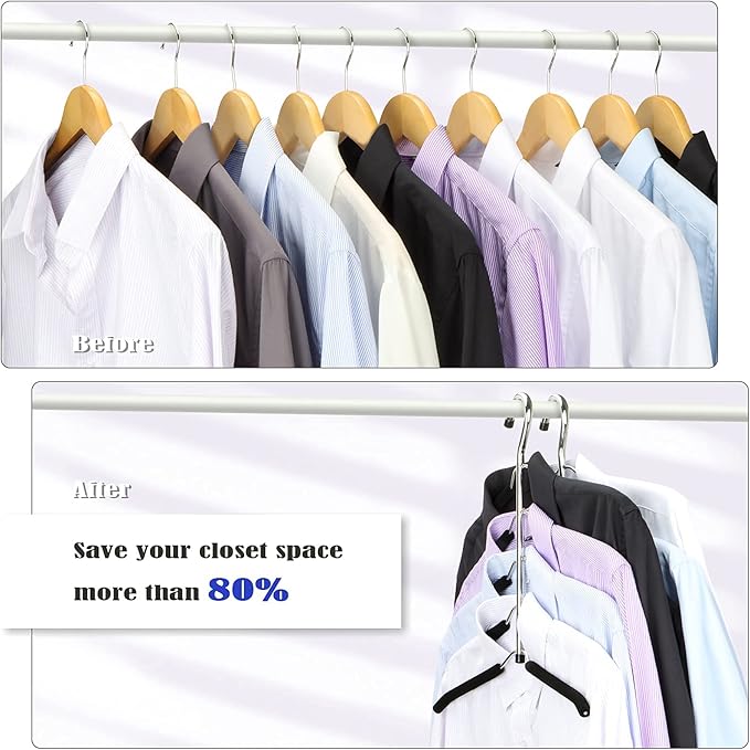 Hangers Space Saving Clothes Hanger 4 Packs Swing Arm Non Slip Padded Coat Hanger 5 Layers Heavy Duty Stainless Steel Sweater Shirt Hanger Closet Storage Organizer
