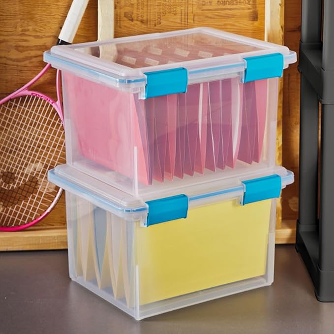 Sterilite 8-Pack Gasket Box, Weather-Resistant Storage Bins with Latching Lids, 32 Quart - Heavy-Duty Organizing Containers for Closet, Bathroom, and Office
