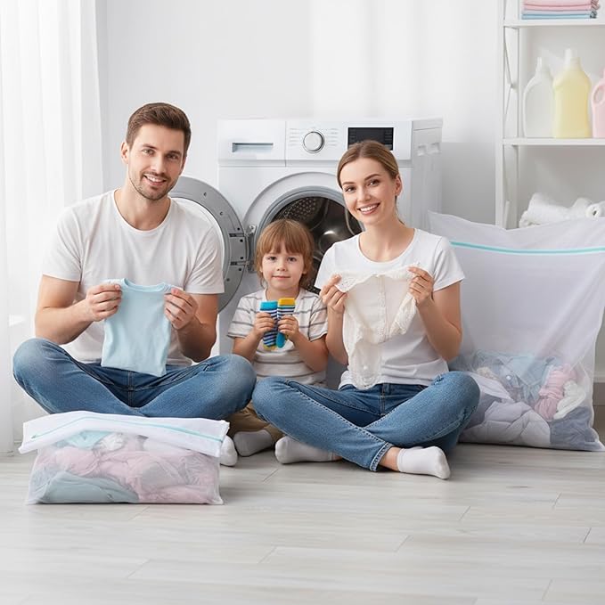6 Pcs Extra Large Mesh Laundry Bags for Delicates, 43 x 35 and 24 x 32 Inches Jumbo Mesh Wash Dryer Bag Zippered for Washer Dryer Net Bed Sheet Blanket Underwear Lingerie Garment Travel Storage