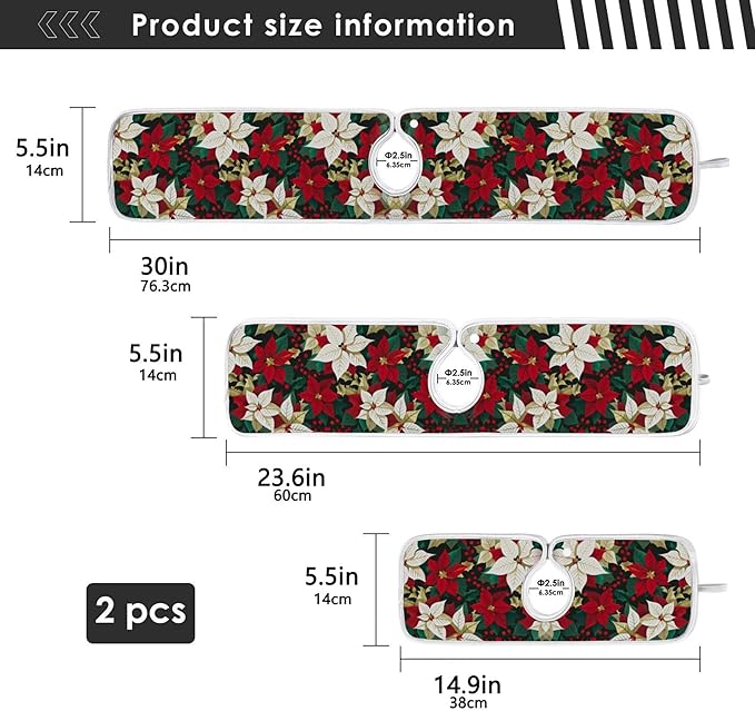 2 Pack Faucet Splash Catcher White Red Poinsettia Red Polka Dots Sink Mat for Faucet Absorbent Kitchen Splash Guard Drip Catcher for Farmhouse Barthroom Bar, L
