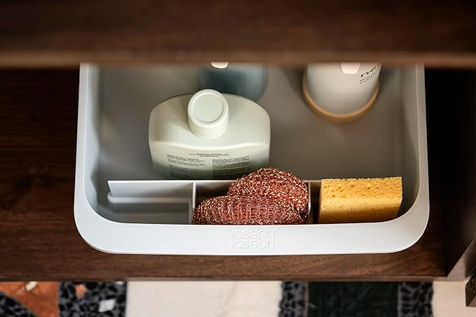 Joseph Joseph CupboardStore Large Easy-Access Wheeled Storage Caddy – Under-Sink Kitchen Organizer, Made from Recycled Plastic