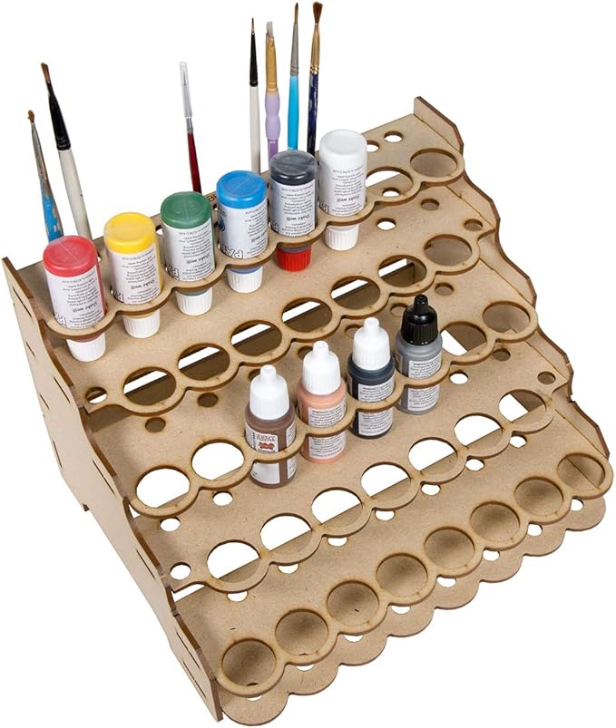 The Broken Token Modular Paint Rack w/ 26mm Holes - Multiple Organizer for Paint Bottles, Pots, and Brushes in Tiered Layout - Customize Your Pieces with Easy Organization & Access