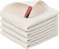 Nialnant 100% Cotton Cleaning Cloth,4 Pack Waffle Weave Cleaning Towels,Super Absorbent Dish Rags for Washing Dishes-12x12 Inch,Beige