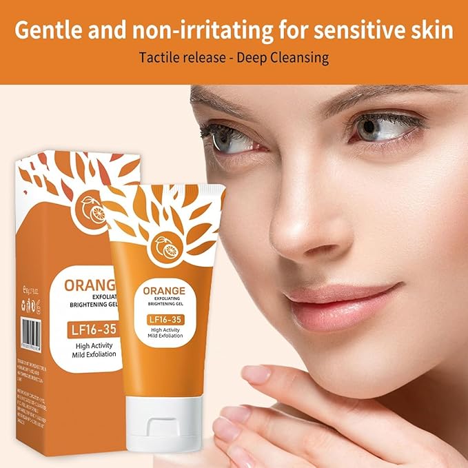 3Pcs Orange Exfoliating Gel for Face and Body, Exfoliating Cleansing Gel Scrub,Orange Enzymes Exfoliatings Gels,Pore Peeling Scrub, Deep Cleansing Moisturizing Facial Exfoliator, Remove Blackheads