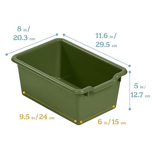ECR4Kids Scoop Front Storage Bins, Multipurpose Organization, Hunter Green, 10-Piece