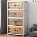 Extra Large Stackable Storage Bins with Lids & Wheels & Door, 660QT-165QT/41GAL*4Pack Foldable Collapsible Closet Organizers, Plastic Containers Drawers for Bedroom Dorm Garage