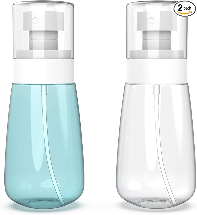 Pack 2 Small Spray Bottle Travel Size 2oz/60ml - Fine Mist Mini Empty Spray Bottles - Leak Proof - for Toners, Face & Hair Mist