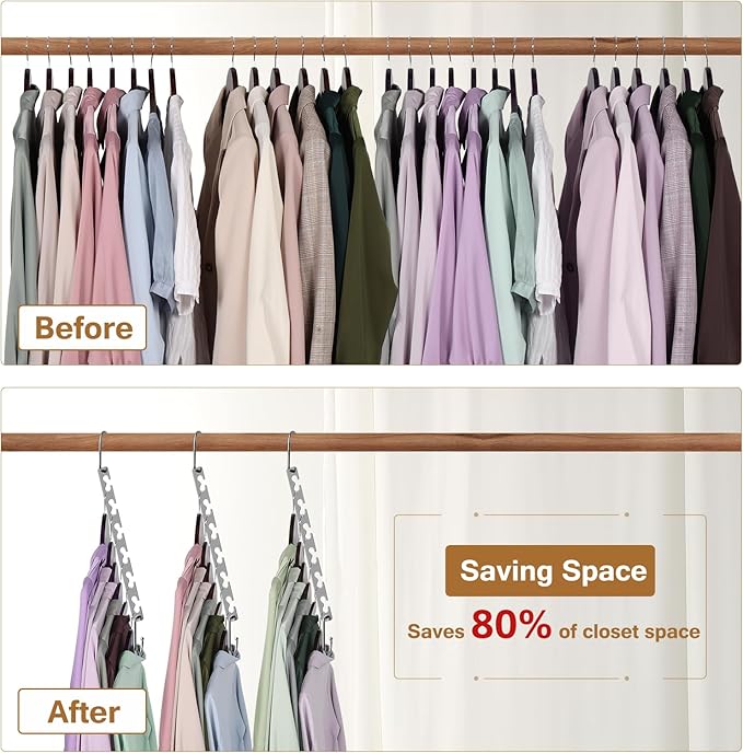 Space Saving Hangers for Clothes 20 Pack, Sturdy Metal Hangers Wardrobe Organizer, Magic Cascading Hanger, Closet Space Saver Closet Organizers and Storage