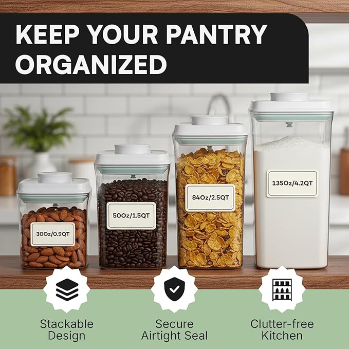 Bop Top | Airtight Meal Prep Containers with Lids | Food Storage Container Sets | Snack and Overnight Oats Fridge Organizer | Pantry and Kitchen Organization