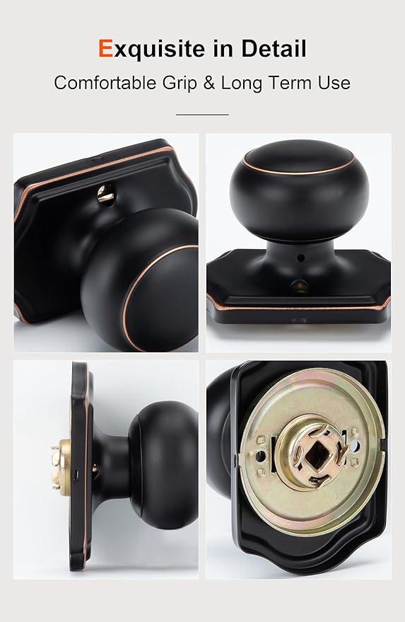 Haidms Oil Rubbed Bronze Dummy Door Knobs Interior, Dummy Interior Door knobs, Bronze Indoor Dummy Doorknobs for Closet or Hall (6 Pack)