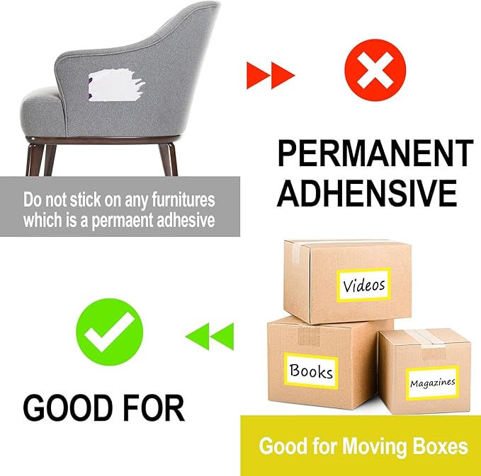 6 x 4 inch Large Moving Labels for Boxes, Blank Moving Boxes Labels Stickers, 160pcs 8 Color Coded Moving Stickers Packing Labels Stickers for Home Organization Projects, Kitchen, Storage Bins, Yellow