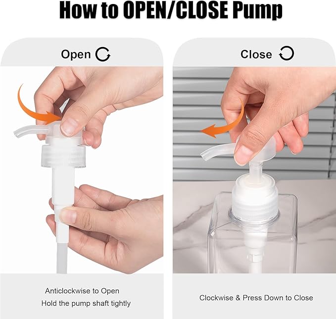 Pump Bottle, Refillable Plastic Empty Lotion Soap Dispenser Liquid Container for Bathroom Shampoo and Body Wash, 8.5oz/250ml Clear 2 Pack