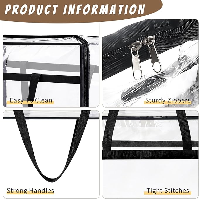 40L Clear Storage Bags Plastic Blanket Storage Bag Foldable Moving Organizers Containers with Zipper for Bedding Blanket Clothes Under Bed Holder - 4 Pcs
