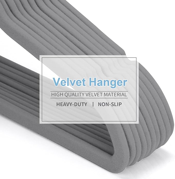 Kids Velvet Hangers 11 Inches Children's Clothes Hangers Non-Slip Baby Hangers Space-Saving Infant Closet Organizer | Durable & Lightweight (Grey,50pack) by MOERKADA
