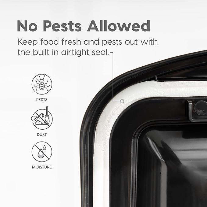 IRIS USA Airtight Dog Food Storage Container, WeatherPro, Up to 25 lbs, Removable Wheels, for Dog Cat Bird and Other Pet Food Storage Bin, Keep Fresh, Translucent Body, Made in USA, Clear/Black