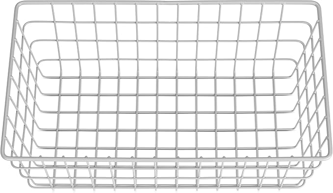 Whitmor 4 Pack Grey Wire Baskets for Organizing Office Wire Storage Baskets Wire Baskets Grey Metal Storage Baskets for Pantry Kitchen Bins Freezer
