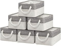 Sacyic Storage Bins - Storage Baskets for Shelves Storage Cubes with Handles Small Baskets for Organizing (Gray and White 11.8 x 7.9 x 5.2 inch)
